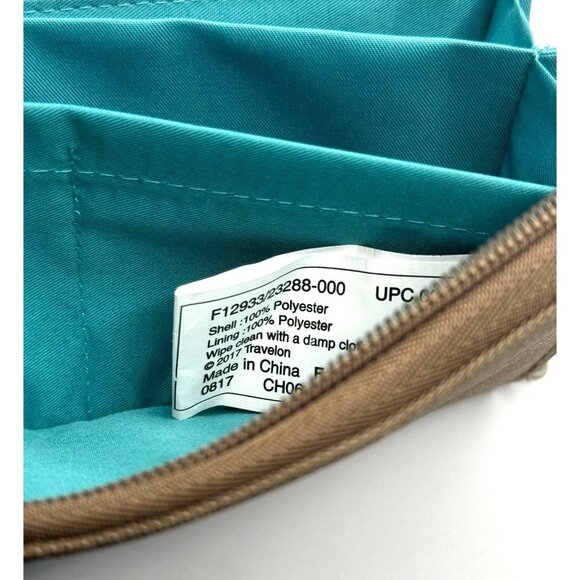 Travelon RFID Blocking Wallet Zippered Organizer Poly/Tan & Teal - Picture 4 of 6